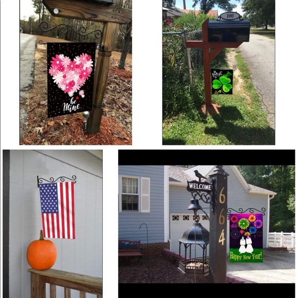 NWT HCX Black Wall Garden Flag Holder Stand Wall Stand Mailbox Pole Hanger Porch - Picture 9 of 9